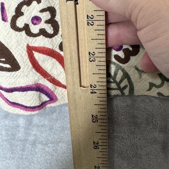 Hot Cotton Shirt Womens Large Cream Multicolor Floral Button Front Short Sleeve - Picture 11 of 11